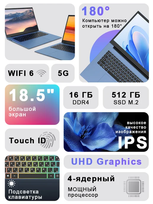 Vicyoung Ноутбук 18.5'' IPS i5 1038NG7 16 512ГБ SSD 10000 мА ч, 512 ГБ, фото 2