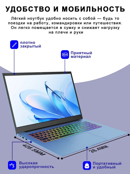 Vicyoung Ноутбук 18.5'' IPS i5 1038NG7 16 512ГБ SSD 10000 мА ч, 512 ГБ, фото 7