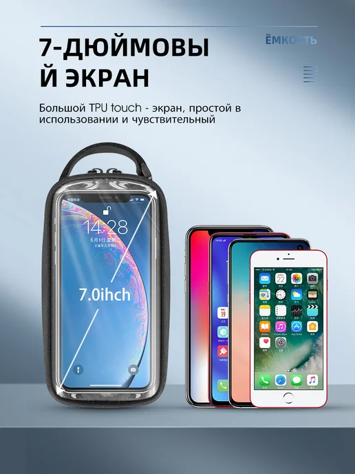 West Biking сумка на велосипед рамы tелефонный чехол с сенсорным экраном, черный, фото 8