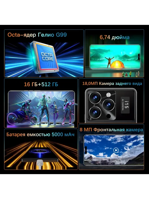 Смартфон Pro Max 2025 I15 Pro Max 16/512 ГБ, черный, фото 3