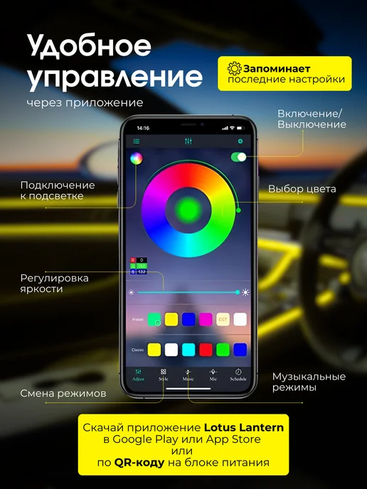 AUTO_LIGHT.LED12 Подсветка в машину в салон лента авто неон светодиодная, вариант, фото 5