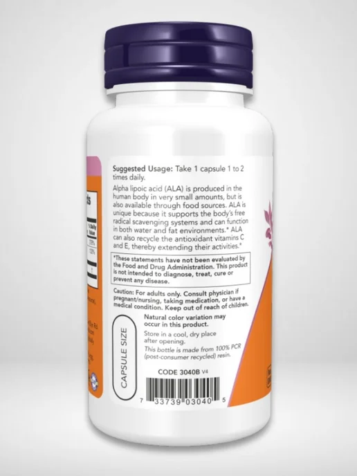 NOW Foods NOW Альфа-липоик 100 мг, 60 капсул,Alpha Lipoic Acid, вариант, фото 4