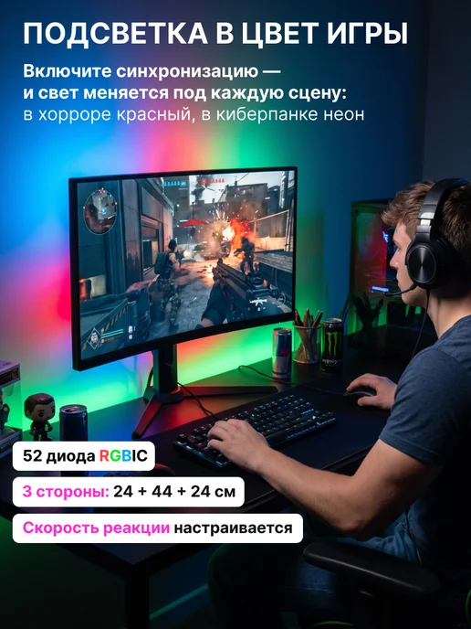 TechPulse Светодиодная лента подсветка для монитора 24" AmbiLight, синий, фото 2