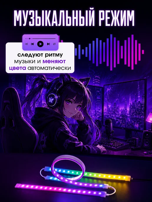 TechPulse Светодиодная лента подсветка для монитора 27" AmbiLight, синий, фото 8