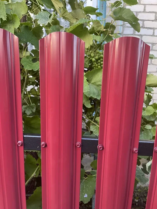 Солнышко Вятки Штакетник 1м RAL3005 полукруг, 30шт, с саморезами, 1 м, 30 шт, фото 5