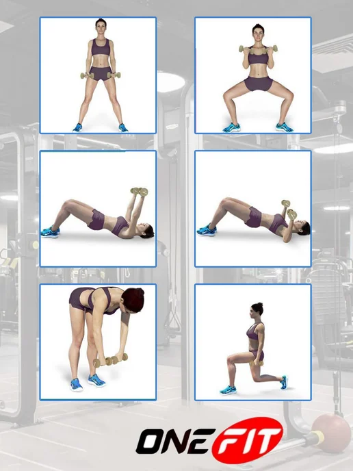 OneFit Гантели неопреновые 2 шт. по 5 кг, 2 шт, 5 кг, фото 3