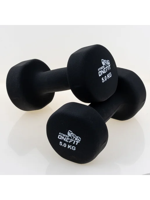 OneFit Гантели неопреновые 2 шт. по 5 кг, 2 шт, 5 кг, фото 5