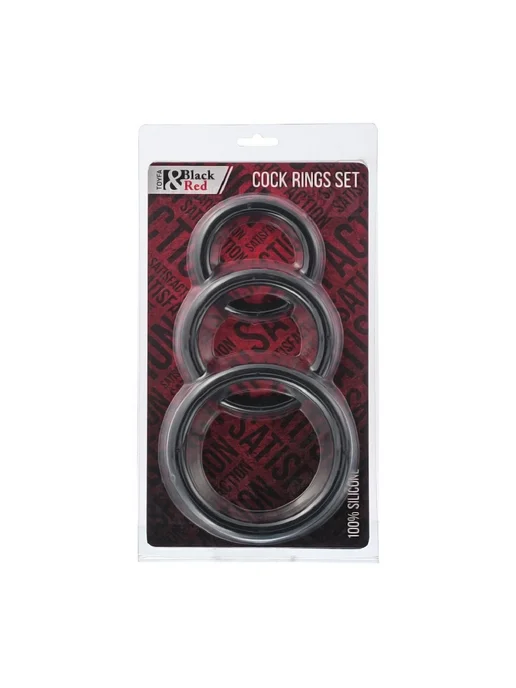 ToyFa Эрекционное кольцо Black & Red (набор 3 шт.), 3 шт