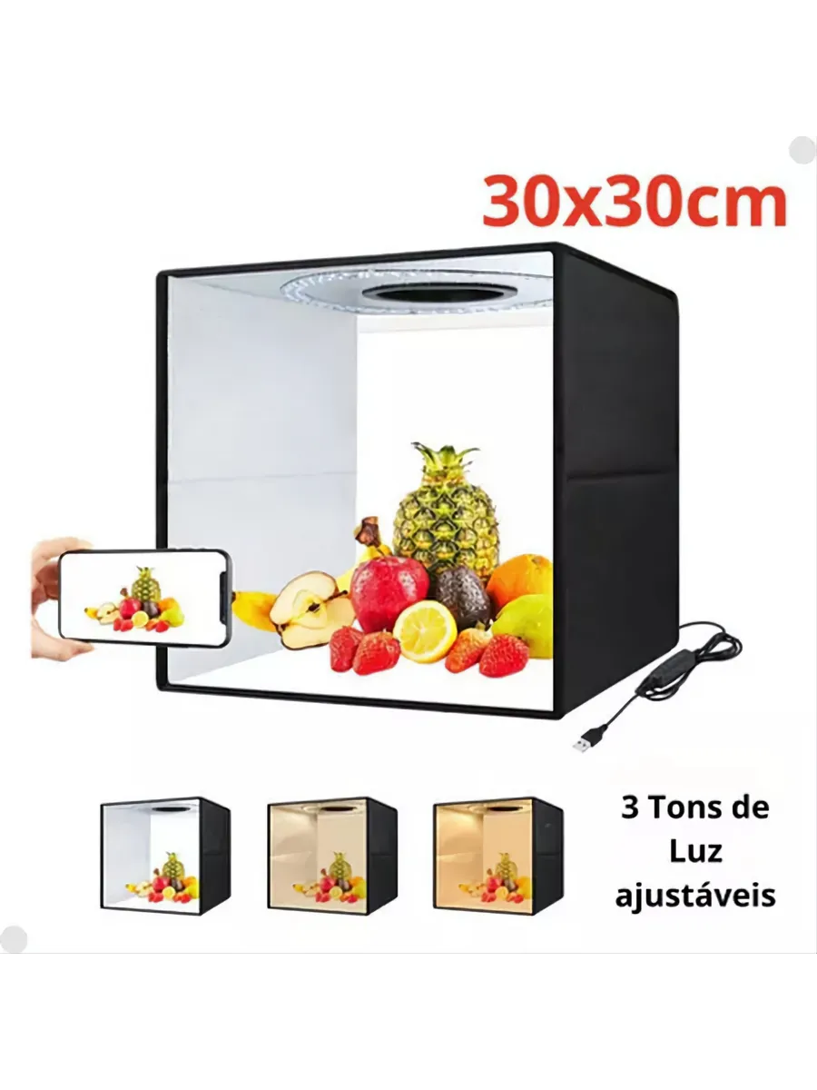 Фотобокс с подсветкой и фонами для предметной съемки 30×30